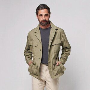 Faherty Military Jacket Green Olive Spring Lightweight Jump Cotton Men's Large